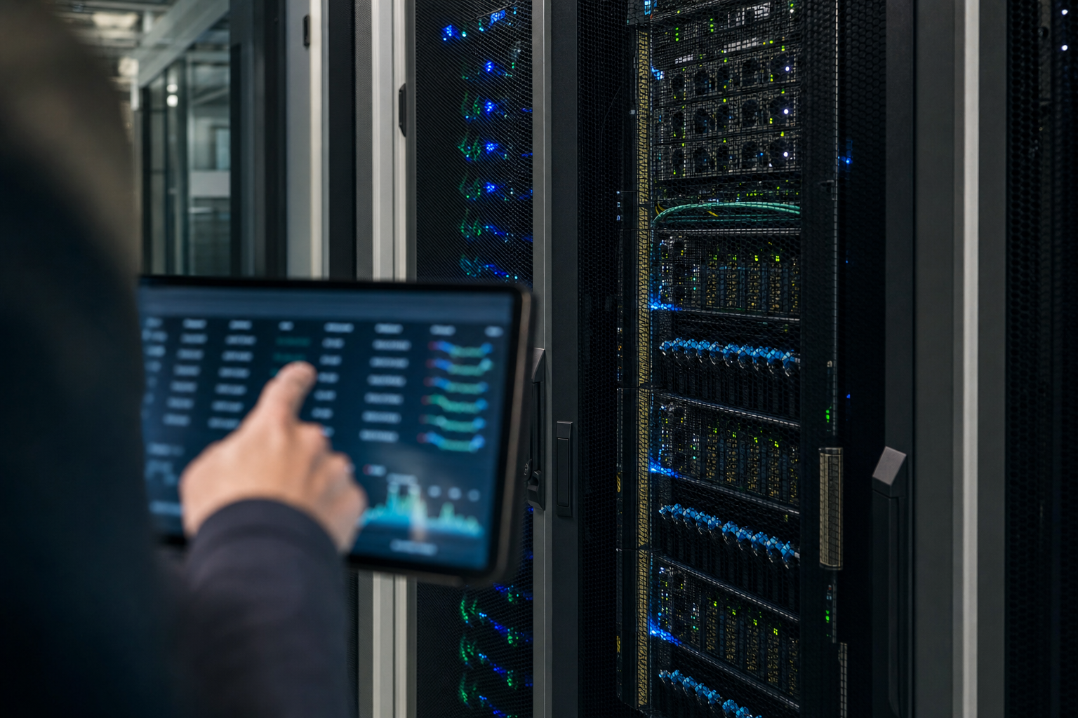 CIO eines deutschen Mittelständlers prüft an einem Dashboard die Kostenstruktur seines Open-Source-LLM-Stacks – Symbolbild für die Make-or-Buy-Entscheidung 2026